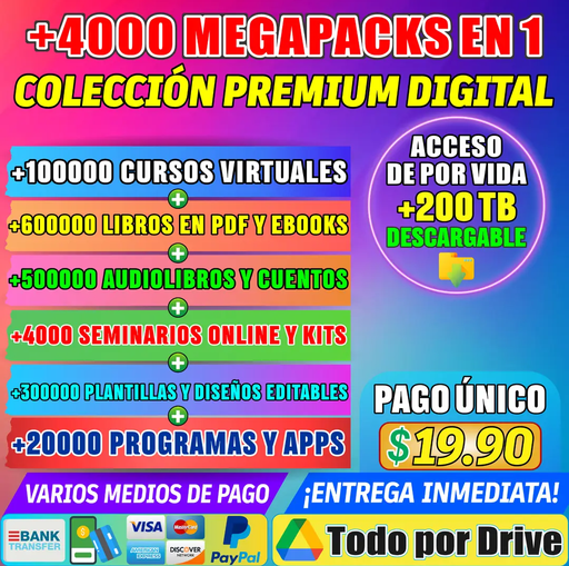 Pack Premium 🔥 ¡+4000 MEGAPACKS DIGITALES EN 1! 🔥COLECCIÓN PREMIUM DIGITAL