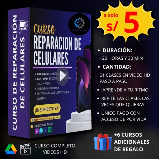 Mega Pack Curso Completo de Reparación de Celulares* es *100% online*